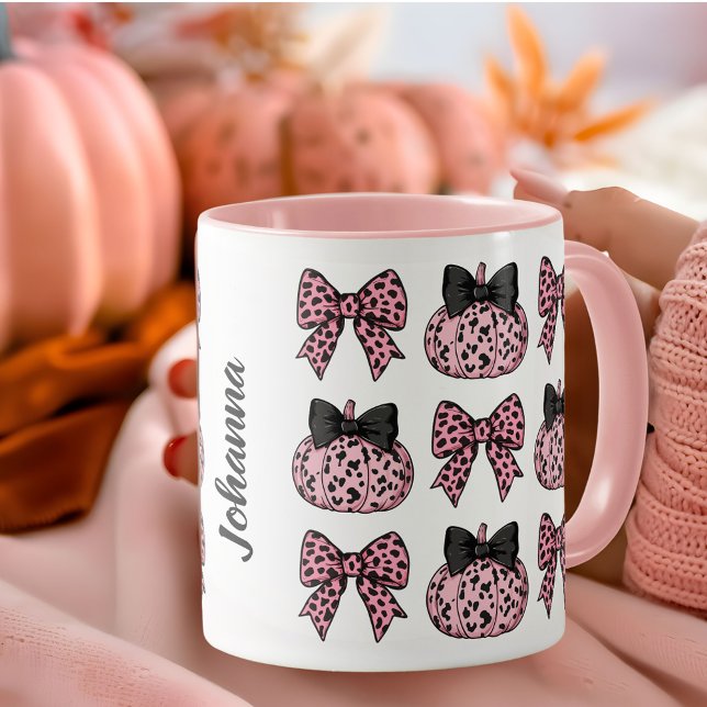Coquette Pumpkins and bows pink personalized Mug (Coquette Pumpkins and bows pink personalized Mug)