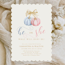 Coquette Pumpkins Gender Reveal Party Invitation