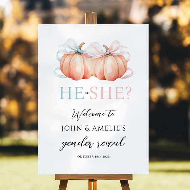 Coquette Pumpkins Gender Reveal Welcome Sign (Creator Uploaded)