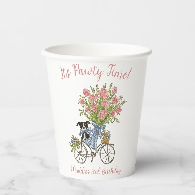 Coquette Puppy Birthday Party Paper Cups (Front)