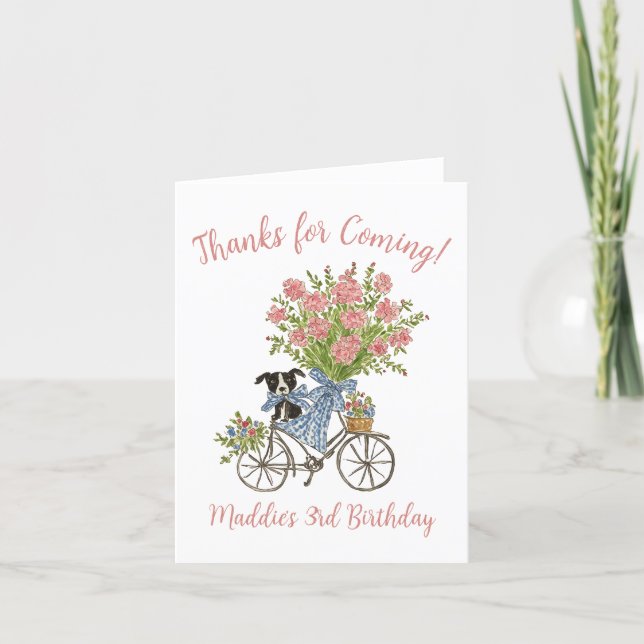 Coquette Puppy Birthday Party Thank You Cards (Front)