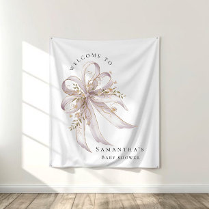 Coquette purple bow baby shower Backdrop