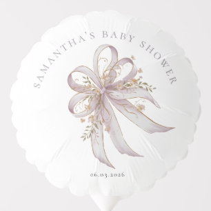 Coquette purple bow baby shower balloon