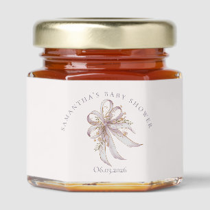 Coquette purple bow baby shower  honey jar favors