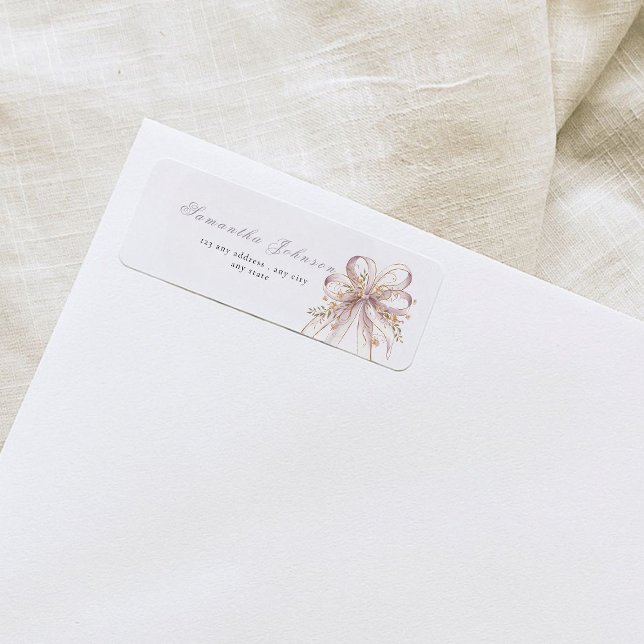 Coquette purple bow baby shower Return Address Label (Creator Uploaded)