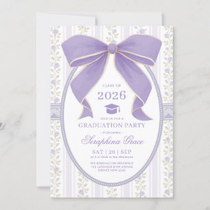 Coquette Purple Bow Shabby Chic Graduation Party Invitation