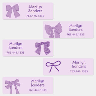Coquette Purple Bows Kids' Labels