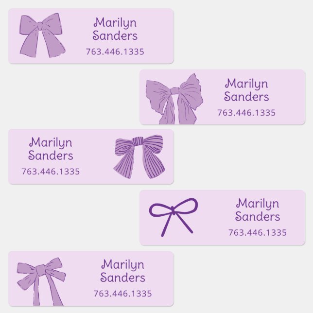 Coquette Purple Bows Kids' Labels (Group)