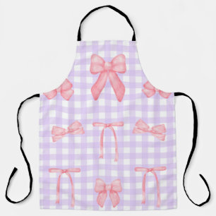 Coquette Purple Gingham & Pink Bow Apron