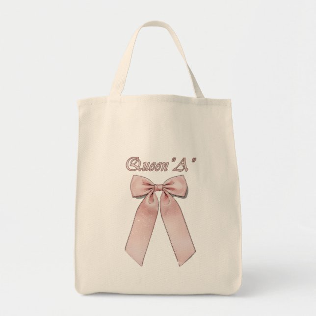Coquette Queen" Vibe pink bows with Queen A Tote Bag (Front)