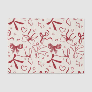 Coquette red Bow seamless pattern christmas Tissue Paper