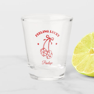 Coquette Red Dice Personalized Sorority Shot Glass