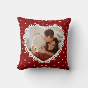 Coquette Red Heart Cut out Valentine's Day Throw Pillow