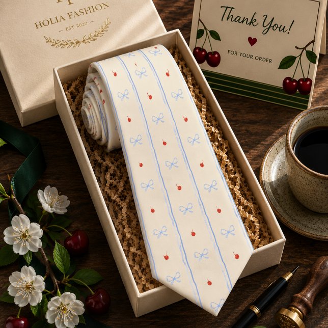 Coquette Red Sweet Cherry Pattern Neck Tie (Creator Uploaded)