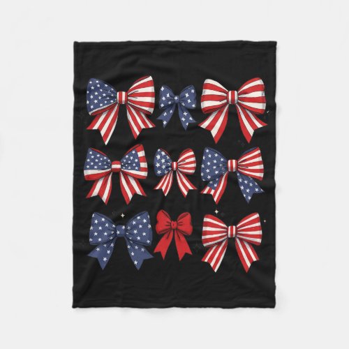 Coquette Red White And Blue Patriotic Bows Retro J Fleece Blanket