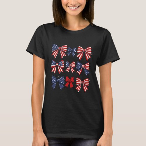 Coquette Red White And Blue Patriotic Bows Retro J T-Shirt