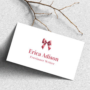 Coquette Ribbon QR Code Pink Bow Business Card