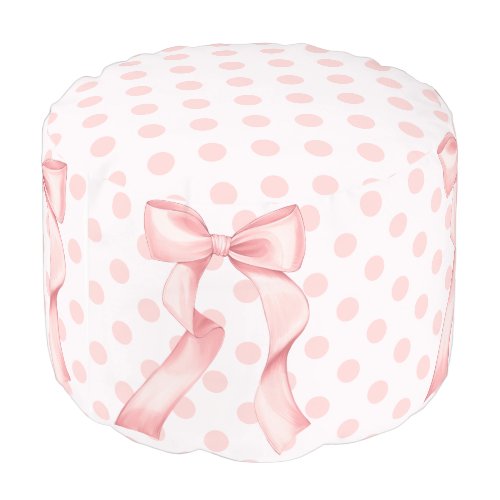 Coquette Room Decor Pink Bows  Polka Dots Pouf