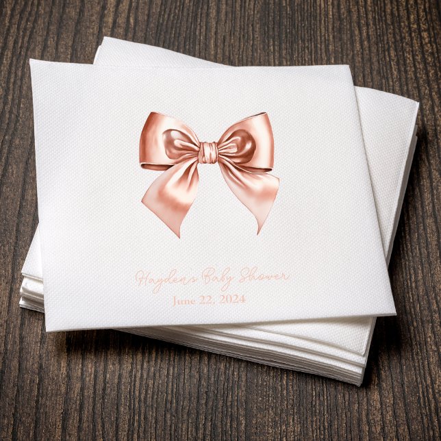 Coquette Satin Cream Bow Personalized Napkin (Creator Uploaded)
