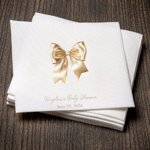 Coquette Satin Cream Bow Personalized Napkin