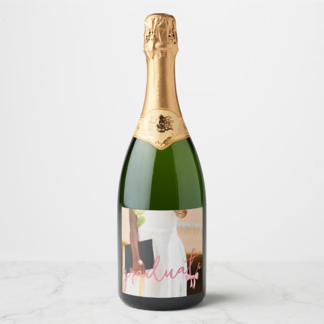 Coquette Script Photo Graduation Bottle Label (Front)