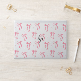 Coquette Seamless Pattern Pink ribbon bow HP Laptop Skin