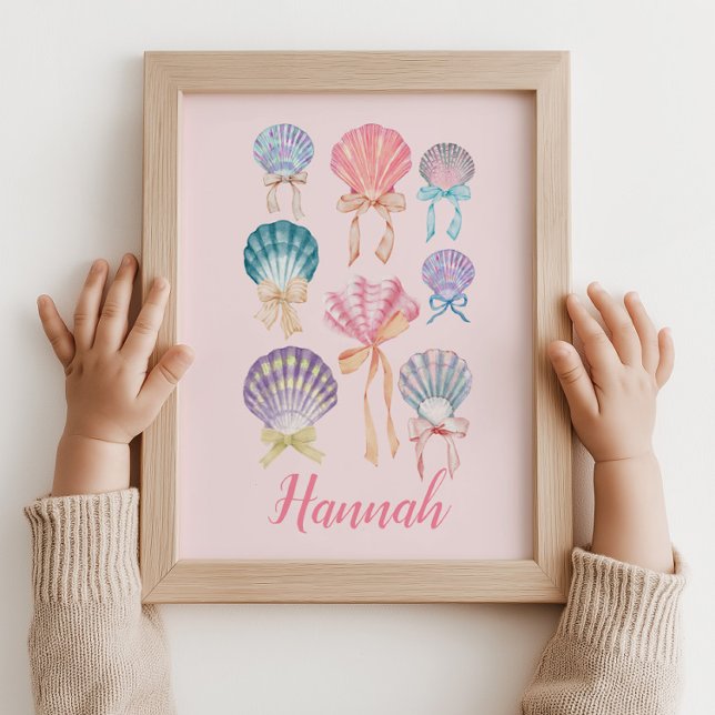 Coquette Seashell Nursery Wall Art Personalized (coquette print,
seashell art,
baby girl name,
pink nursery,
custom wall art,
nursery decor,
girl roo)
