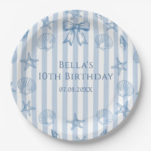 Coquette Seashells Beach Birthday Paper Plates
