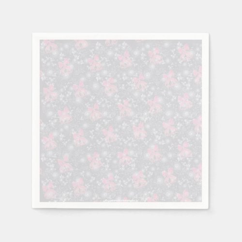 Coquette sheer pink bow and rose garden napkins