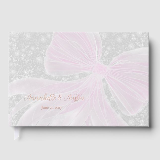 Coquette sheer pink bow Bouquet guestbook (Front)
