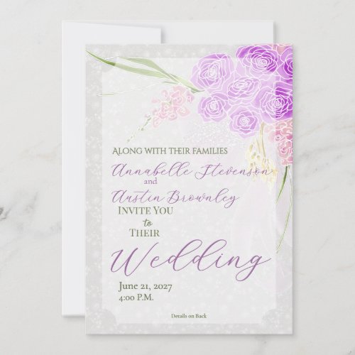 Coquette Sheer Pink bow Bouquet Invitation