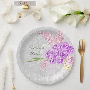 Coquette Sheer Pink bow Bouquet Paper Plates