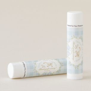 Coquette Silly Goose Blue Gingham Baby Shower Lip Balm