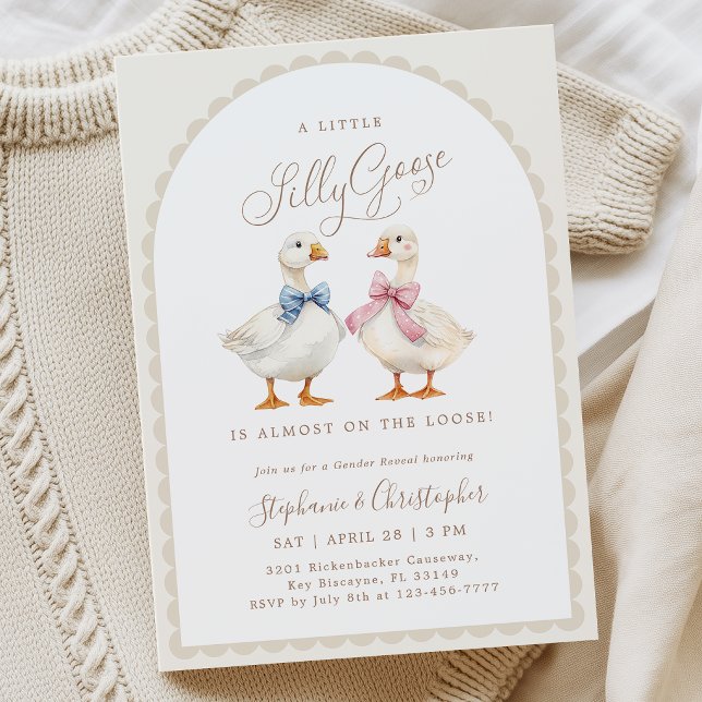 Coquette Silly Goose Gender Reveal Invitation (Creator Uploaded)