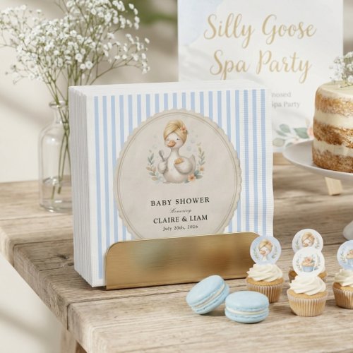 Coquette Silly Goose Light Blue Striped Baby Boy Napkins