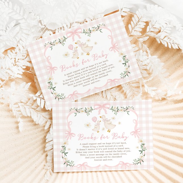 Coquette Silly Goose Pink Bow Books for Baby Girl Enclosure Card (Creator Uploaded)