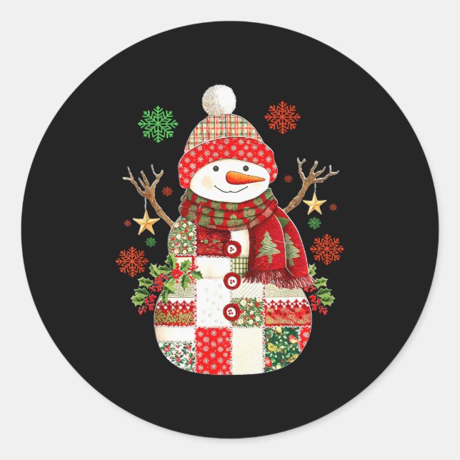 Coquette Snowman For Teens Grandkids Kids Family C Classic Round Sticker (Front)