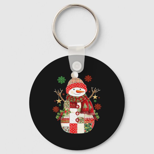 Coquette Snowman For Teens Grandkids Kids Family C Keychain (Front)