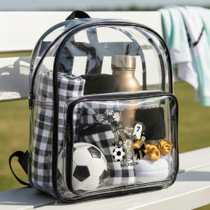 Coquette Soccer Bow Design Personalized Name Clear Backpack