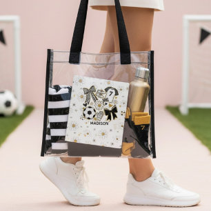 Coquette Soccer Bow Design Personalized Name Clear Tote Bag