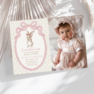 Coquette Some Bunny 1st Birthday Photo Invitation