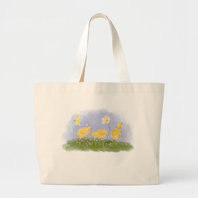 Coquette Spring Chicks and Daisies Tote Bag (Front)