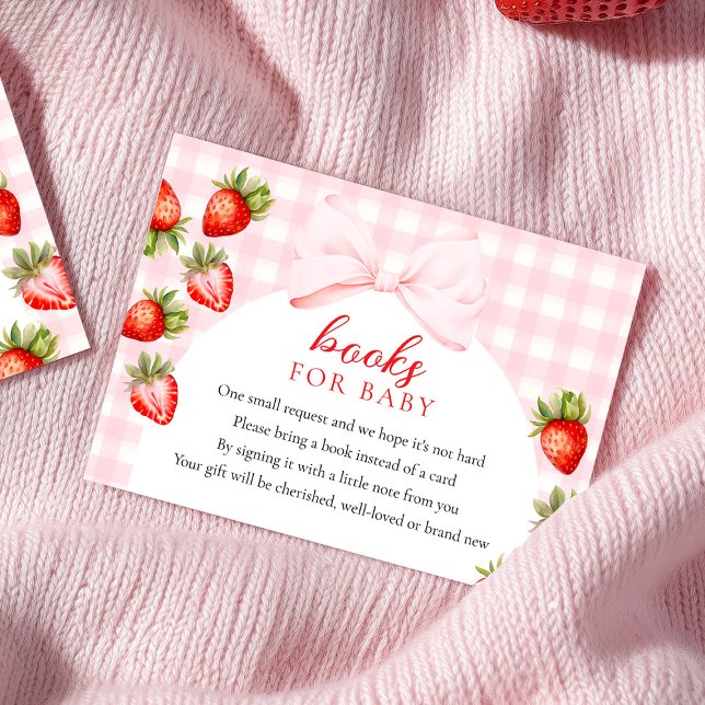 Coquette Strawberry Baby Shower Books for Baby Enclosure Card (Creator Uploaded)