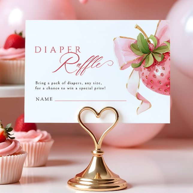  Coquette Strawberry Baby Shower Diaper Raffle Enclosure Card (Creator Uploaded)