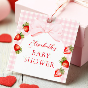 Coquette Strawberry Baby Shower Favor Tags
