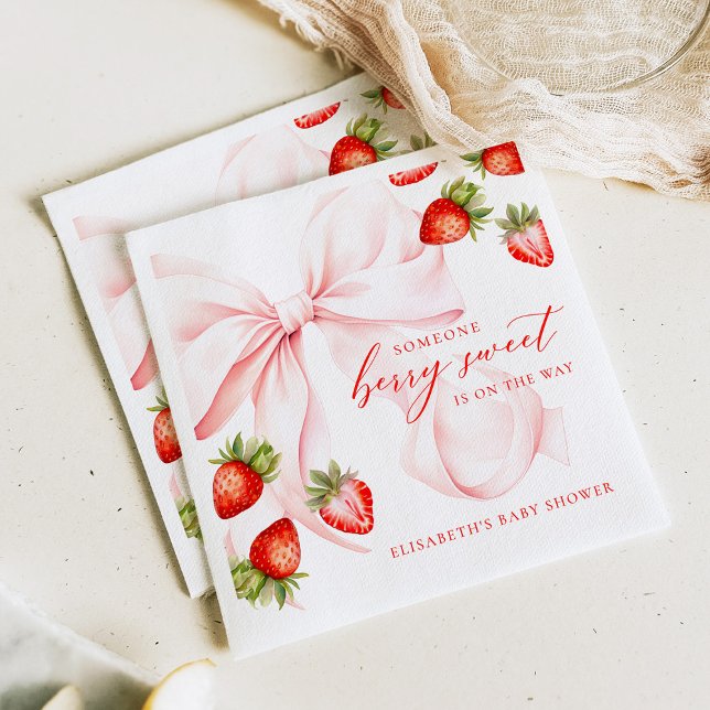 Coquette Strawberry Baby Shower Napkins (Creator Uploaded)