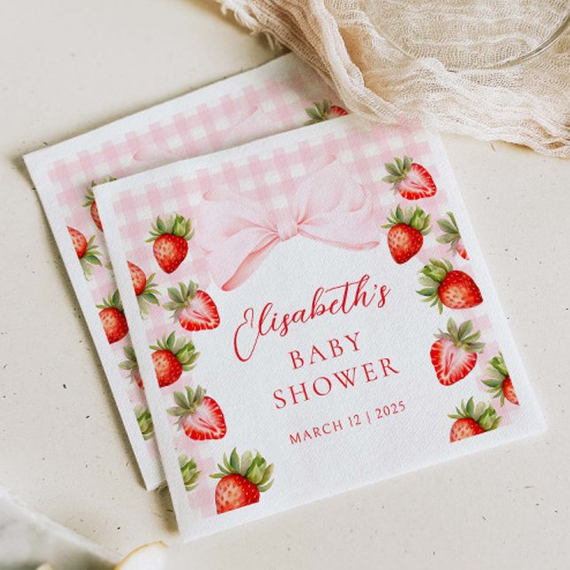 Coquette Strawberry Baby Shower Napkins (Creator Uploaded)