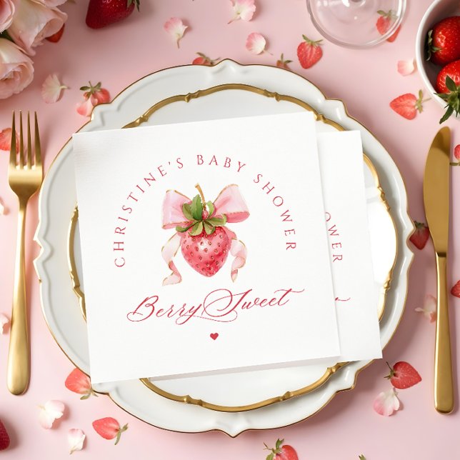 Coquette Strawberry Baby Shower Napkins (Creator Uploaded)