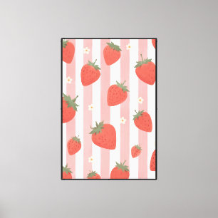 Coquette Strawberry Pink Stripe Bedroom Nursery Canvas Print