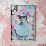 Coquette Style Pink and Blue Retro Pop Art Collage Poster<br><div class="desc">Bring a touch of retro charm to your space with this coquette aesthetic poster. Featuring a cool woman with oversized glasses, playing the keyboards with dreamy pink home accents, butterflies, and a glamorous, vintage-inspired figure, this collage blends pastels with bold, modern flair. Whether on home decor or accessories, this eye-catching...</div>